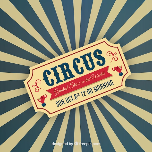 Free vector circus ticket on sunburst background