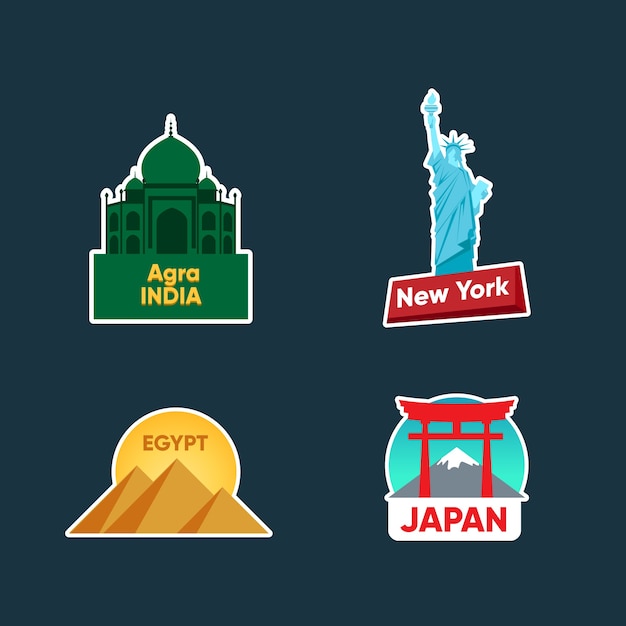 Cities travel sticker collection