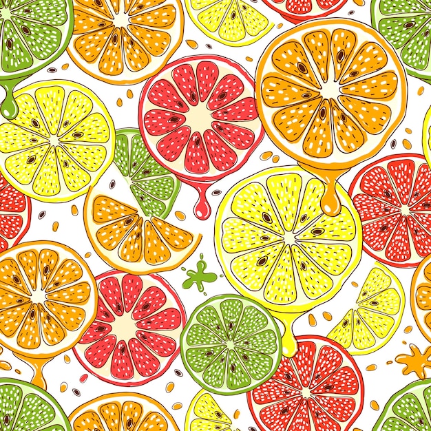 Citrus fruits seamless pattern