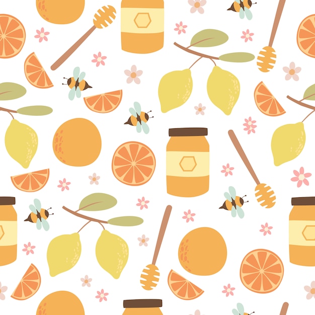 Free Vector citrus and honey pattern