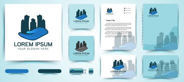 City Building care Logo and business branding template Designs Inspiration Isolated on White Background