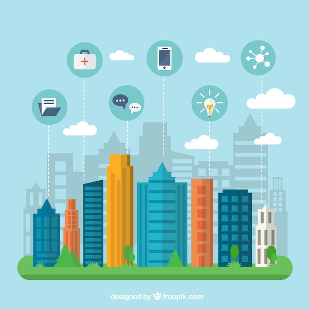 Free Vector city buildings background