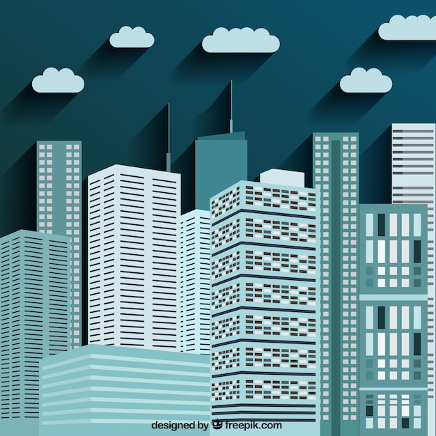 Free Vector city buildings in blue color