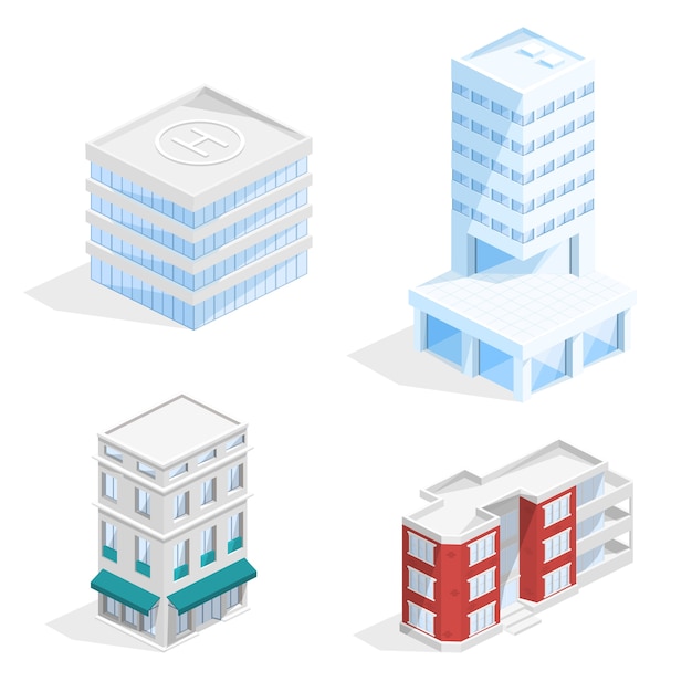 City buildings isometric 3D illustration