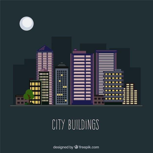 City buildings at night