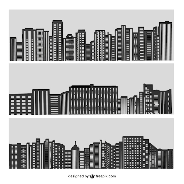 Free Vector city buildings silhouettes in grey