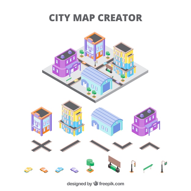 City creator in isometric view