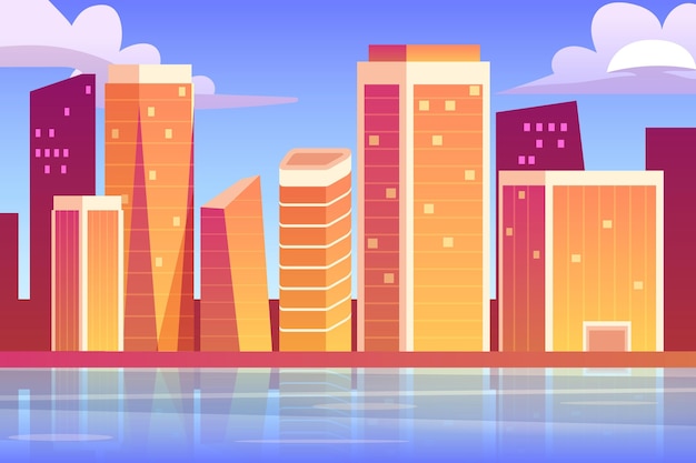 Free Vector city landmarks background theme