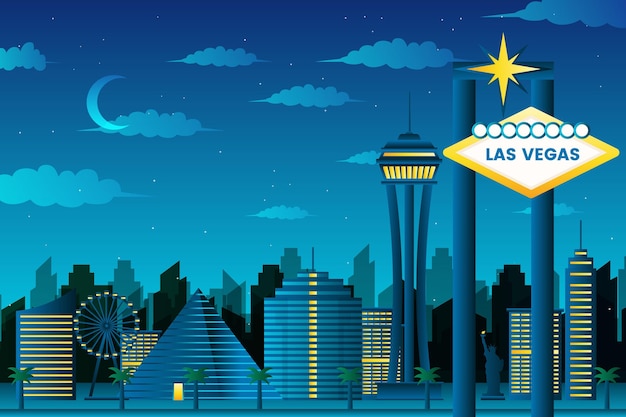 Free vector city landmarks background for video conferencing