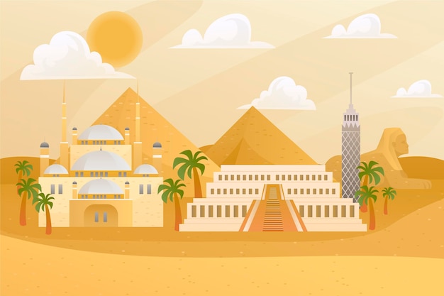 Free Vector city landmarks wallpaper for video calls