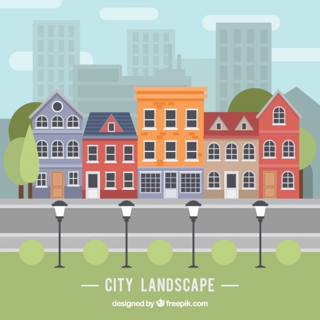 Free Vector city landscape in flat design