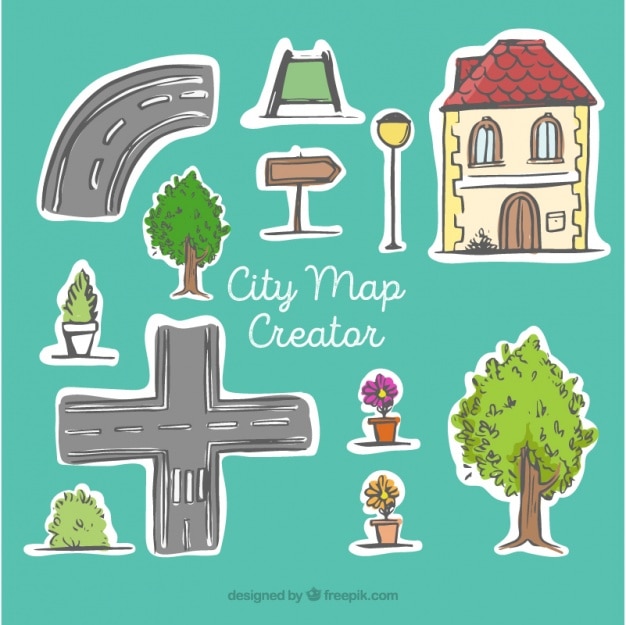 Free vector city map creator, hand drawn