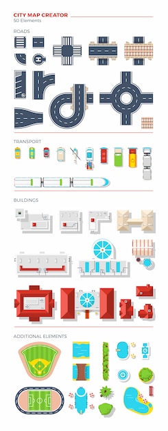 Free Vector city map creator top view