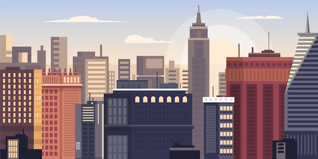 Free Vector city skyline landmarks illustration