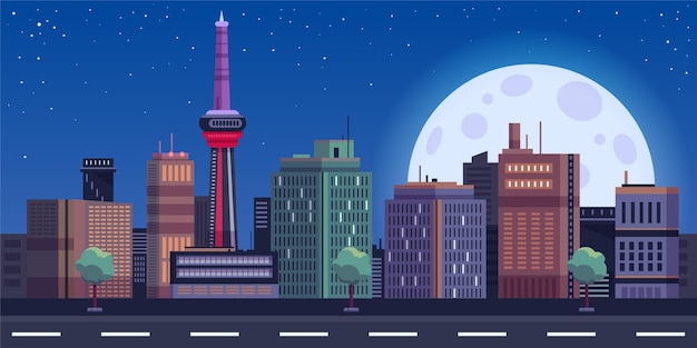 Free Vector city skyline landmarks illustration