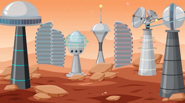 Free Vector city in space scene