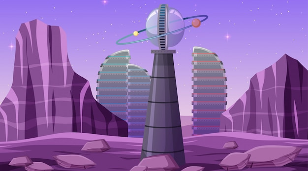 Free Vector city in space scene