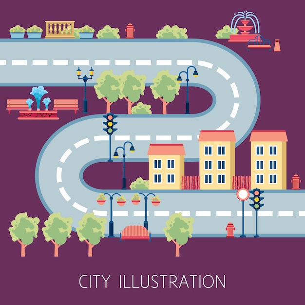 Free Vector city street schema abstract flat banner 