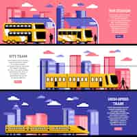 Free vector city transportation horizontal banners