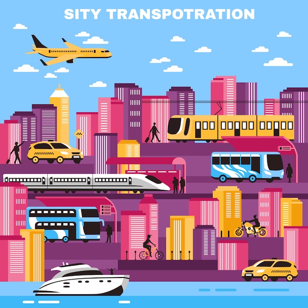 Free vector city transportation vector illustration