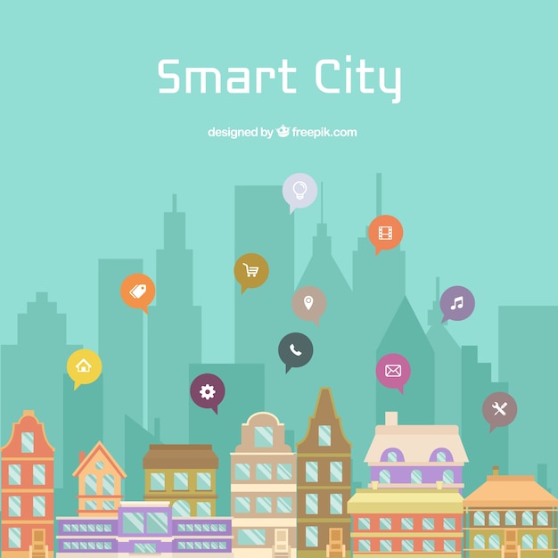 Free Vector city with icons