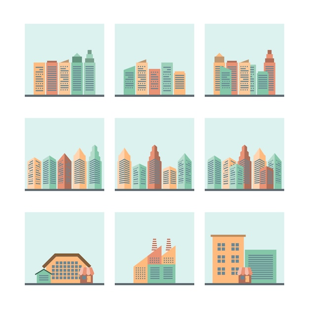 Free vector cityscape set