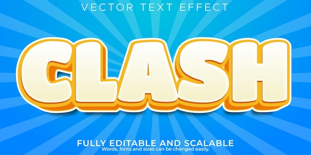 Free Vector clash text effect, editable cartoon and game text style