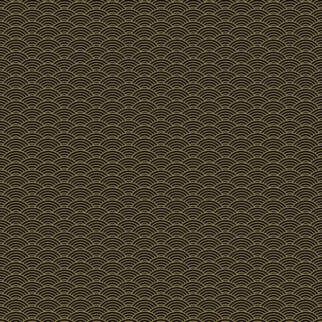 Free vector classic asian golden and black squama seamless pattern for textile industry, fabric design.