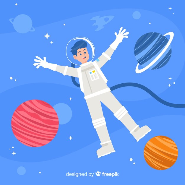 Classic astronaut character with flat design