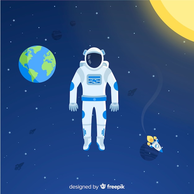 Classic astronaut character with flat design