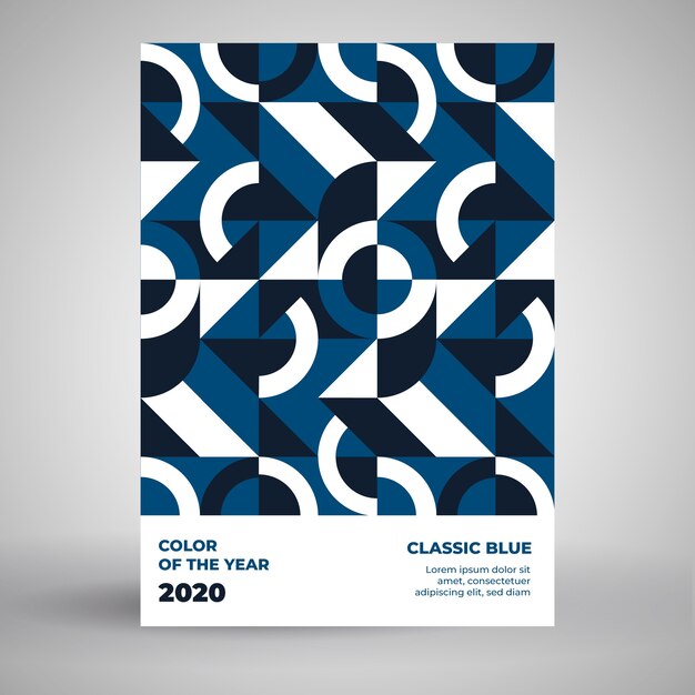 Classic blue poster template with puzzle design