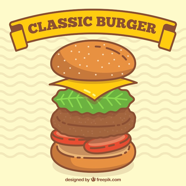 Classic burger with delicious ingredients