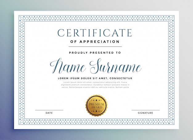 Classic certificate award template 