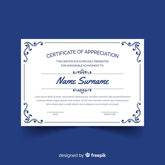 Classic certificate template