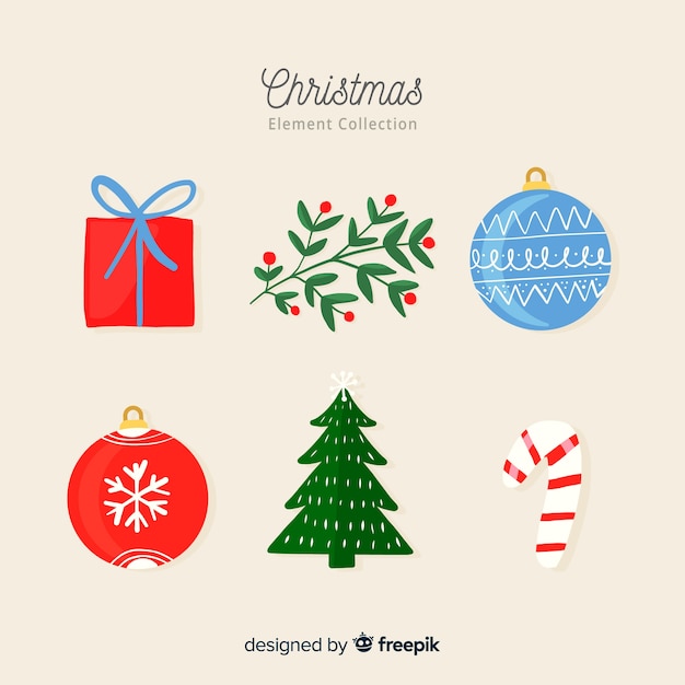 Classic christmas element collection with flat design