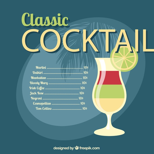 Free Vector classic cocktail list