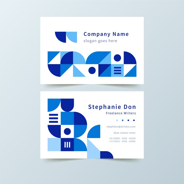 Classic company card with blue shapes template