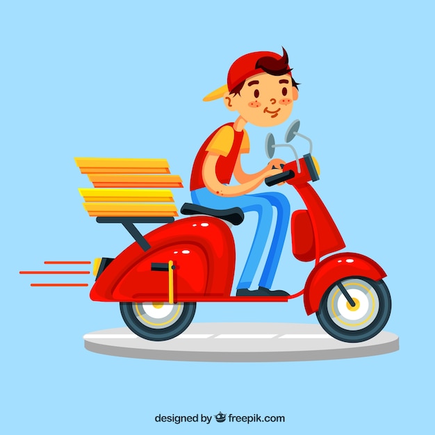 Classic deliveryman with scooter and cap