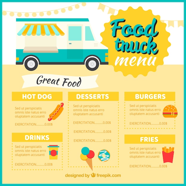 Classic food truck menu template