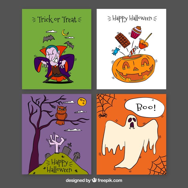 Classic halloween cards with funny style