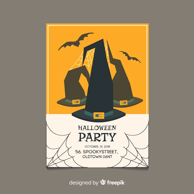 Classic halloween party poster with flat design