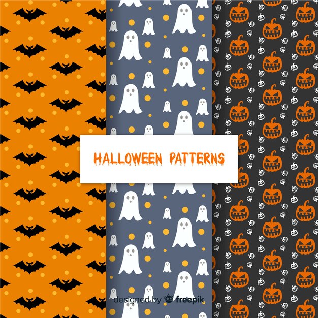 Classic halloween pattern collection with flat design