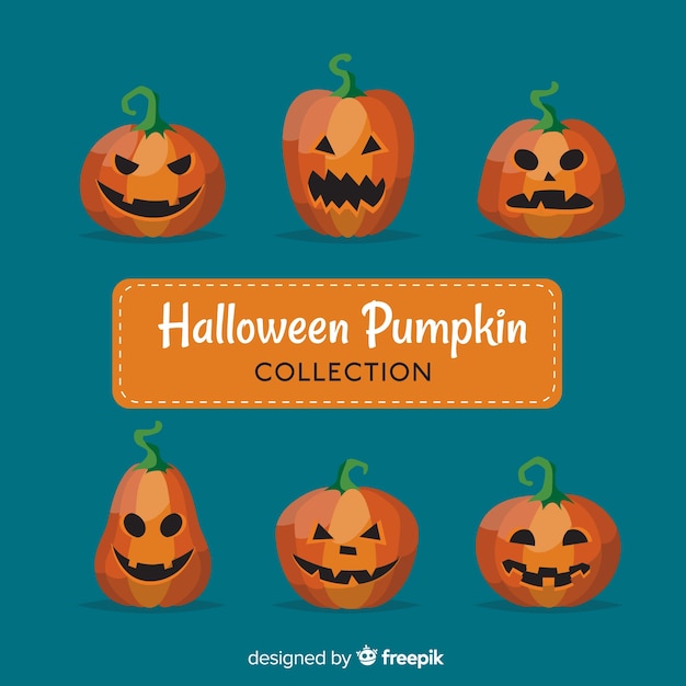 Classic halloween pumpkin collection with flat design