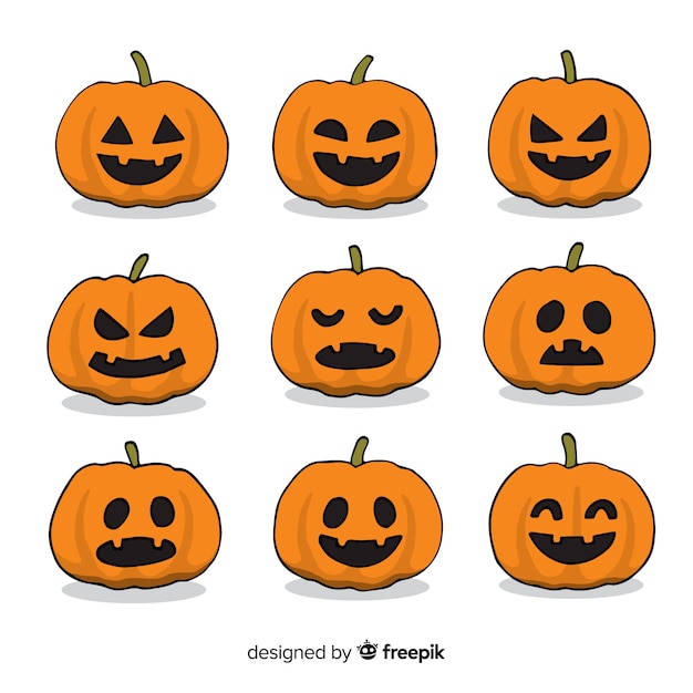 Classic halloween pumpkin collection with flat design