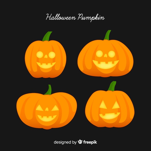 Classic halloween pumpkin collection with flat design