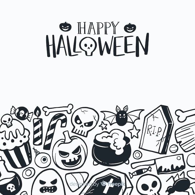 Classic hand drawn halloween background