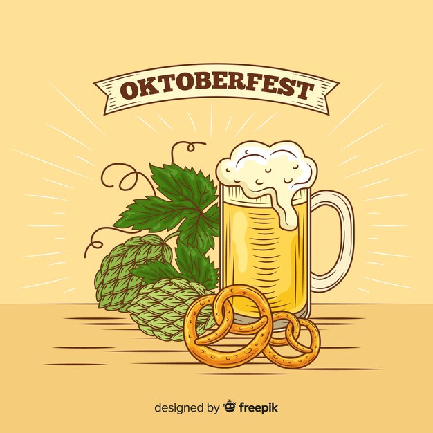 Classic hand drawn oktoberfest composition