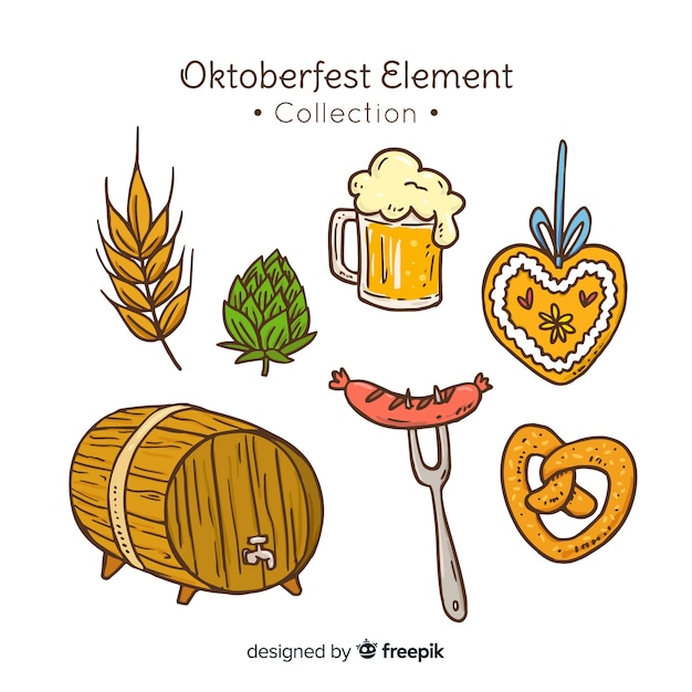 Classic hand drawn oktoberfest element collection