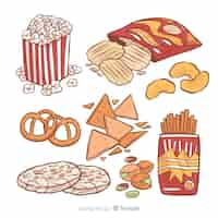 Free vector classic hand drawn snack collection