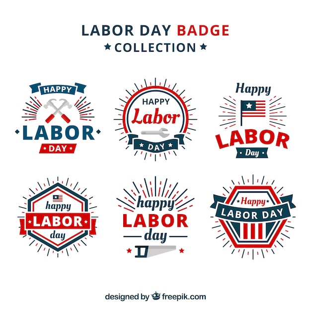 Free Vector classic labor day badge collection